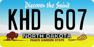 ND license plate KHD607
