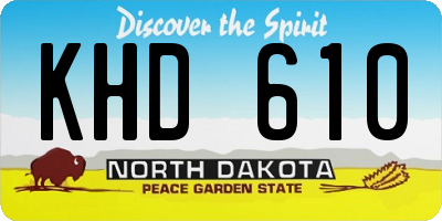 ND license plate KHD610