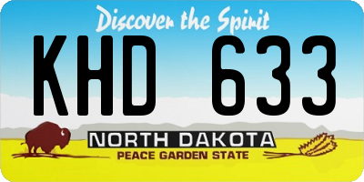 ND license plate KHD633