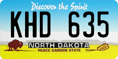 ND license plate KHD635