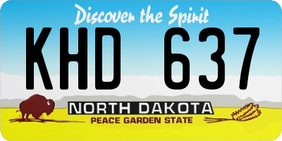 ND license plate KHD637