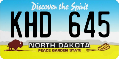 ND license plate KHD645