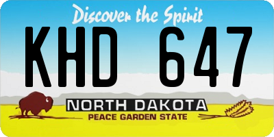 ND license plate KHD647