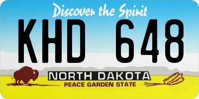 ND license plate KHD648