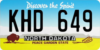ND license plate KHD649