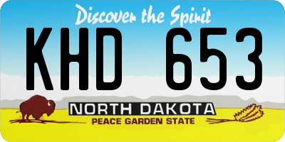 ND license plate KHD653