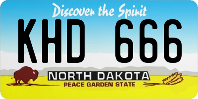 ND license plate KHD666