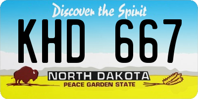 ND license plate KHD667