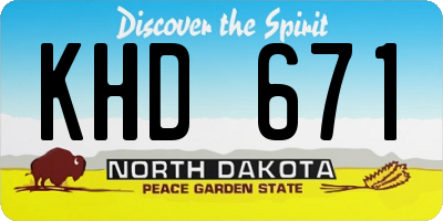 ND license plate KHD671
