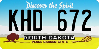 ND license plate KHD672