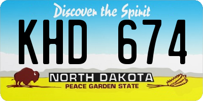 ND license plate KHD674