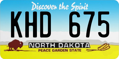ND license plate KHD675