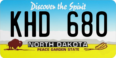 ND license plate KHD680