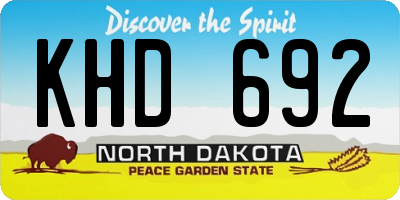 ND license plate KHD692