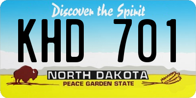 ND license plate KHD701