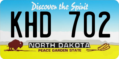 ND license plate KHD702