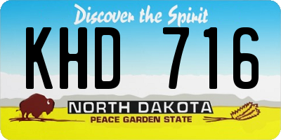 ND license plate KHD716