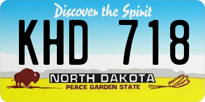 ND license plate KHD718
