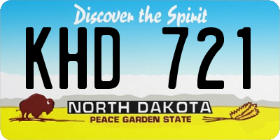 ND license plate KHD721
