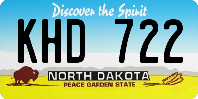 ND license plate KHD722