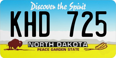 ND license plate KHD725