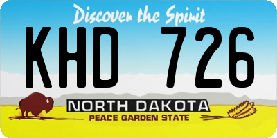 ND license plate KHD726
