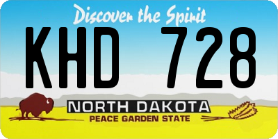 ND license plate KHD728