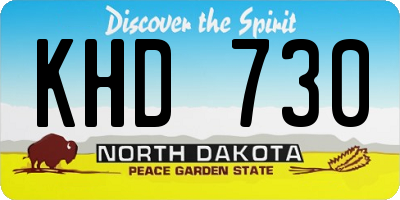 ND license plate KHD730