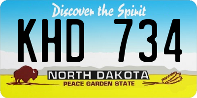ND license plate KHD734