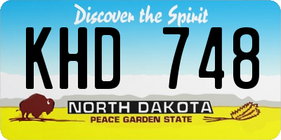 ND license plate KHD748