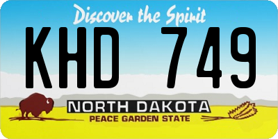 ND license plate KHD749