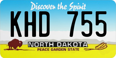 ND license plate KHD755