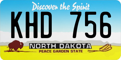 ND license plate KHD756