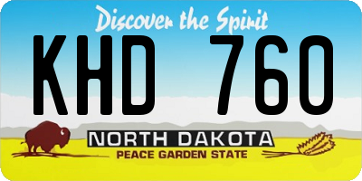 ND license plate KHD760