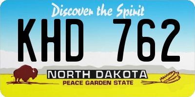 ND license plate KHD762