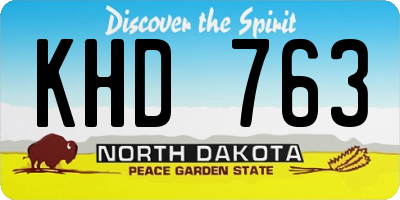 ND license plate KHD763