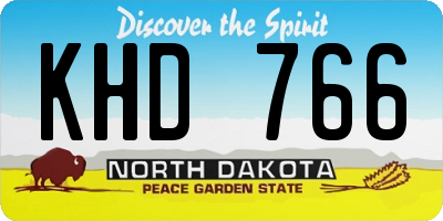ND license plate KHD766