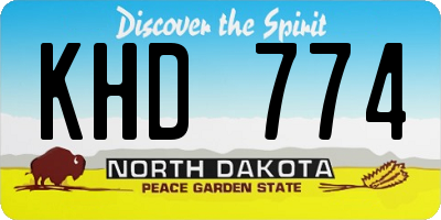 ND license plate KHD774
