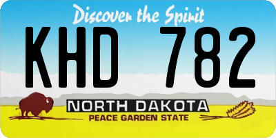 ND license plate KHD782