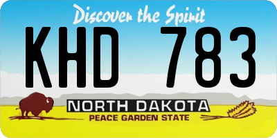 ND license plate KHD783