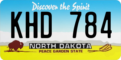 ND license plate KHD784