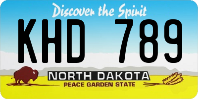 ND license plate KHD789