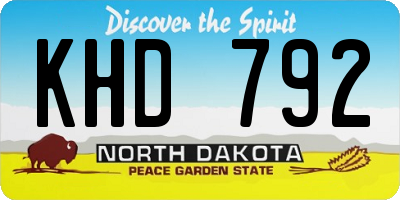 ND license plate KHD792