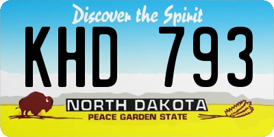 ND license plate KHD793