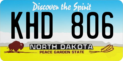 ND license plate KHD806