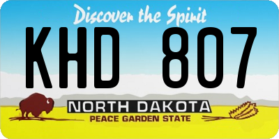 ND license plate KHD807