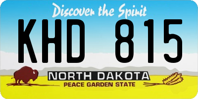 ND license plate KHD815