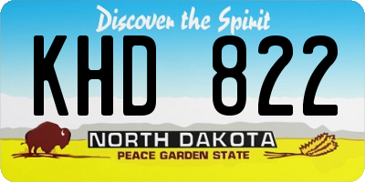 ND license plate KHD822