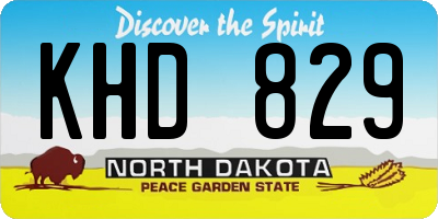 ND license plate KHD829