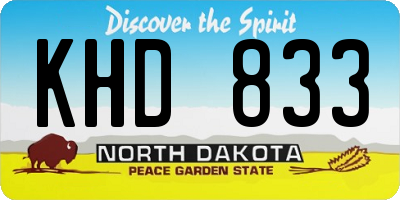 ND license plate KHD833